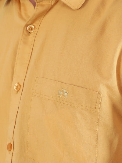 Mustard Linen Shirt-Men Shirts-Crimsoune Club