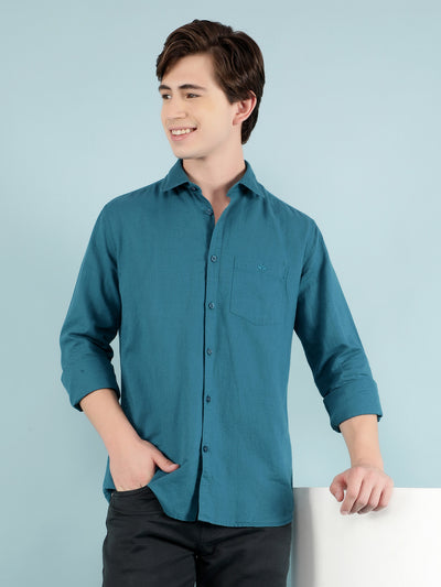 Green Linen Shirt-Men Shirts-Crimsoune Club