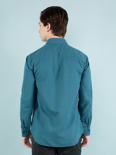 Green Linen Shirt-Men Shirts-Crimsoune Club