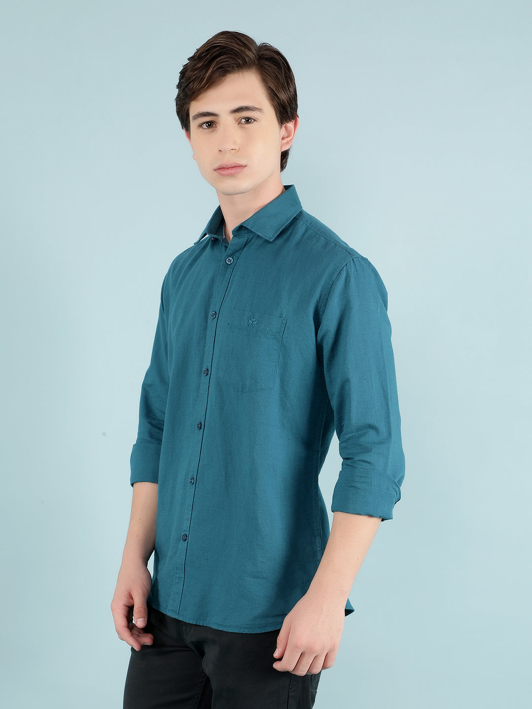 Green Linen Shirt-Men Shirts-Crimsoune Club