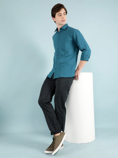 Green Linen Shirt-Men Shirts-Crimsoune Club