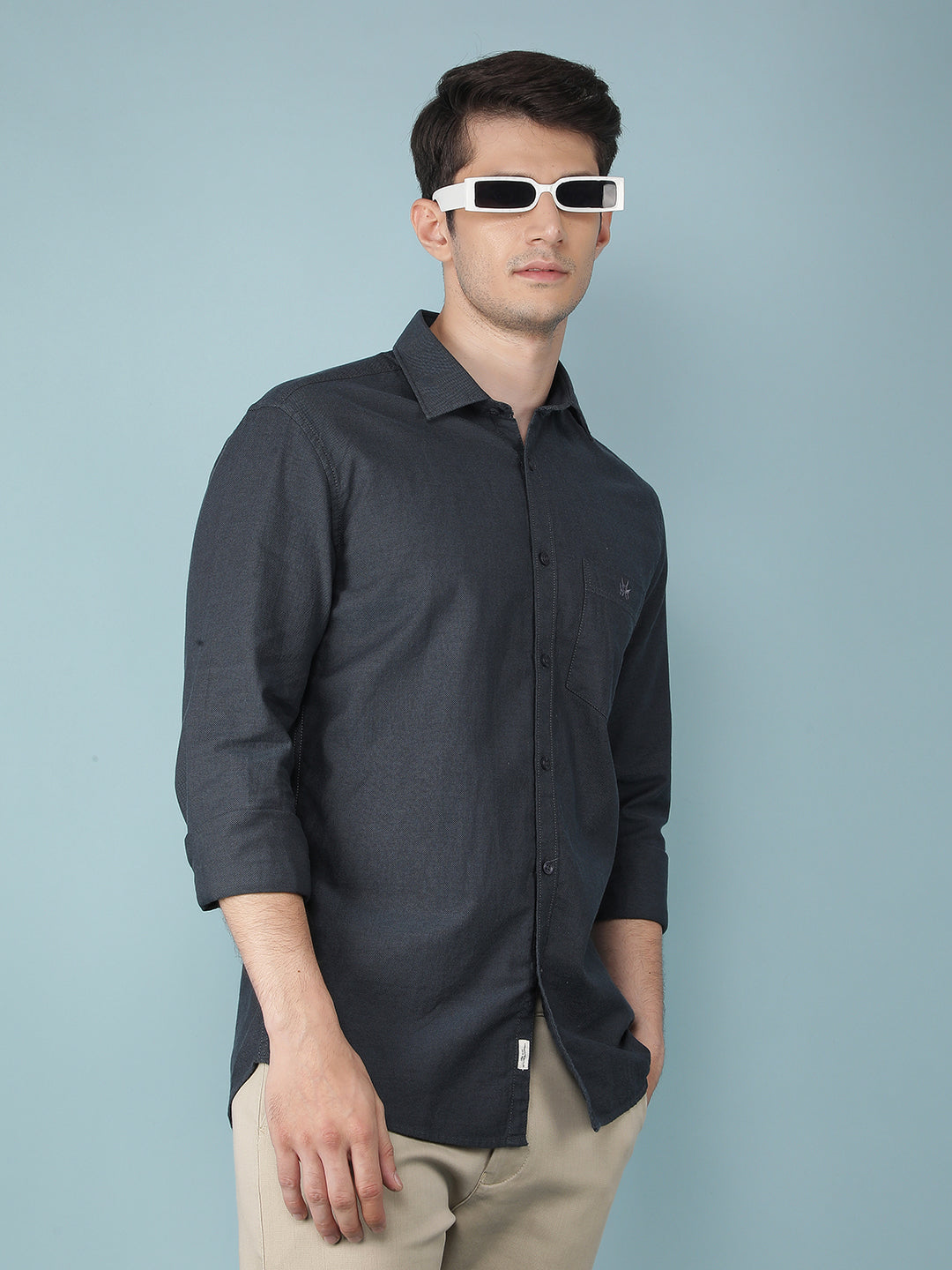 Black Knitted 100% Cotton Shirt-Men Shirts-Crimsoune Club