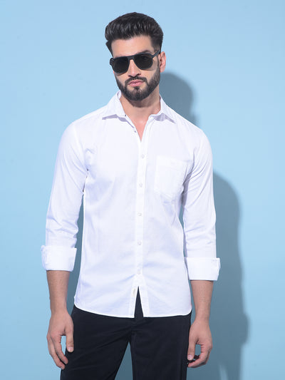 White 100% Cotton Shirt-Men Shirts-Crimsoune Club