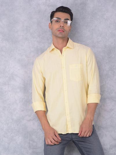 Yellow 100% Cotton Shirt-Men Shirts-Crimsoune Club