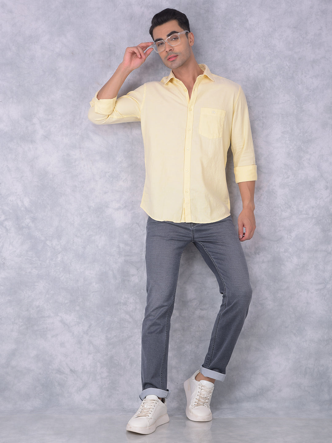 Yellow 100% Cotton Shirt-Men Shirts-Crimsoune Club