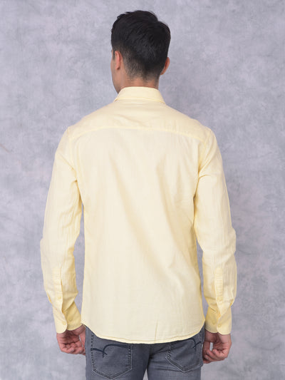 Yellow 100% Cotton Shirt-Men Shirts-Crimsoune Club