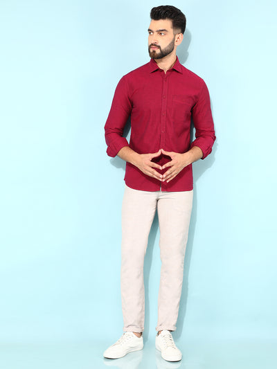 Maroon 100% Cotton Shirt-Men Shirts-Crimsoune Club