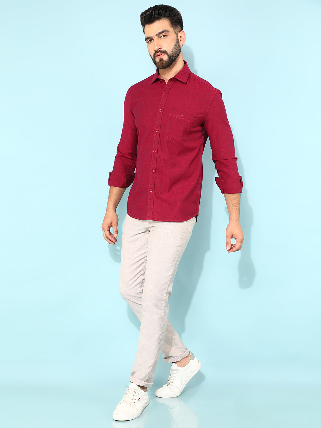 Maroon 100% Cotton Shirt-Men Shirts-Crimsoune Club