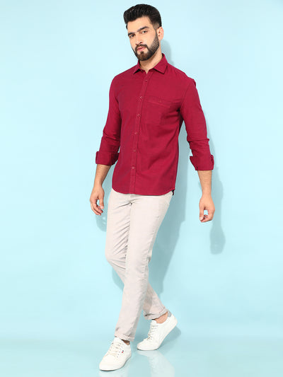 Maroon 100% Cotton Shirt-Men Shirts-Crimsoune Club