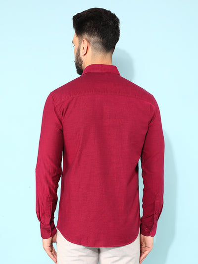 Maroon 100% Cotton Shirt-Men Shirts-Crimsoune Club