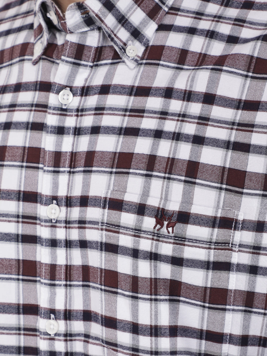 Brown 100% Cotton Checked Shirt-Men Shirts-Crimsoune Club