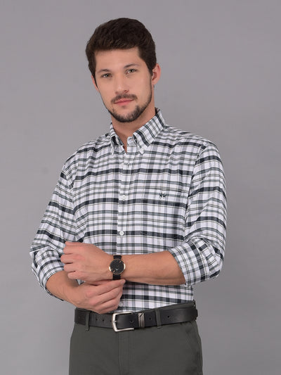 Green 100% Cotton Checked Shirt-Men Shirts-Crimsoune Club