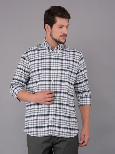 Green 100% Cotton Checked Shirt-Men Shirts-Crimsoune Club