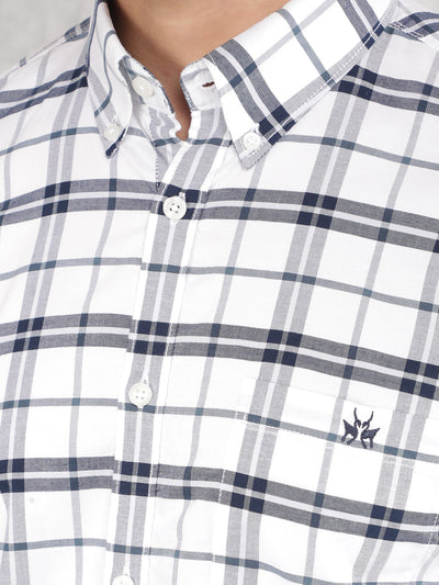 White Checked 100% Cotton Shirt-Men Shirts-Crimsoune Club