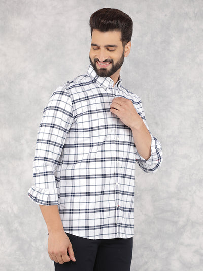 White Checked 100% Cotton Shirt-Men Shirts-Crimsoune Club