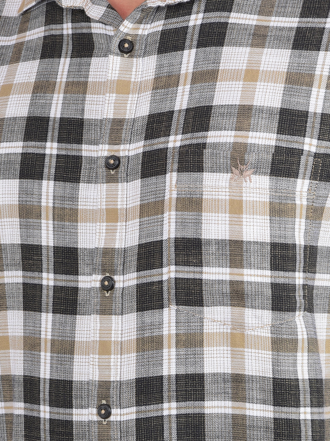 Beige Checked 100% Cotton Shirt-Men Shirts-Crimsoune Club