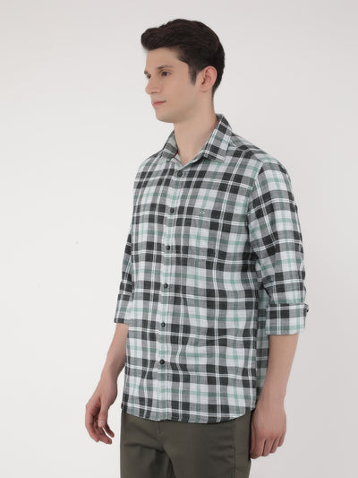 Green 100% Cotton Checked Shirt-Men Shirts-Crimsoune Club