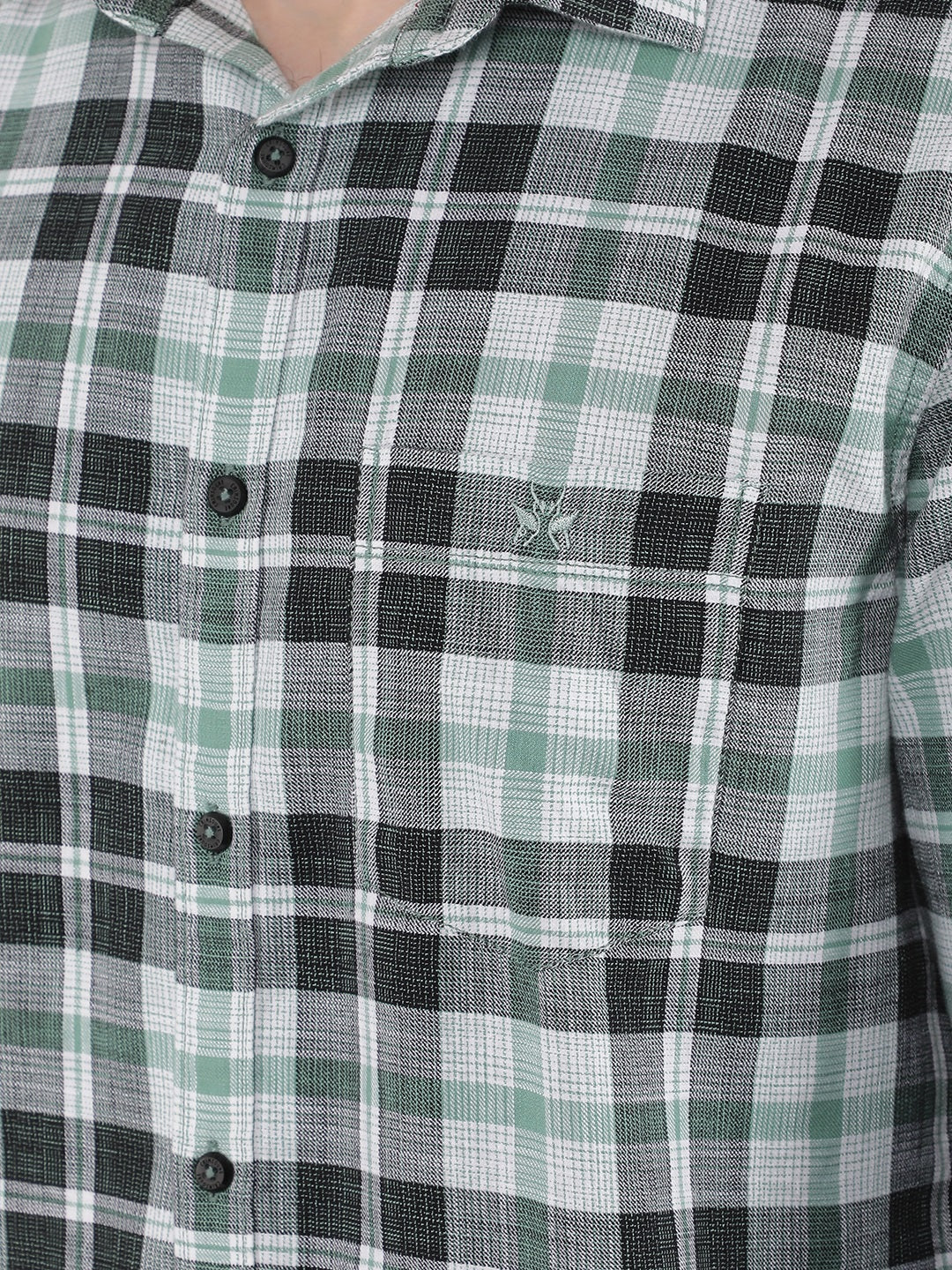 Green 100% Cotton Checked Shirt-Men Shirts-Crimsoune Club