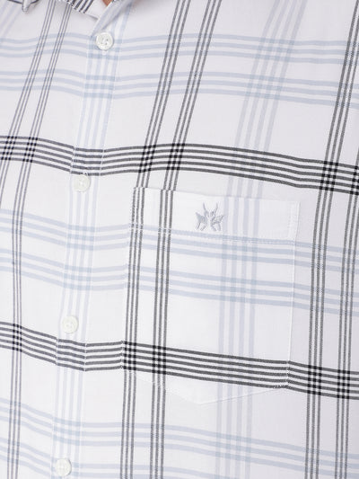 White 100% Cotton Checked Shirt-Men Shirts-Crimsoune Club