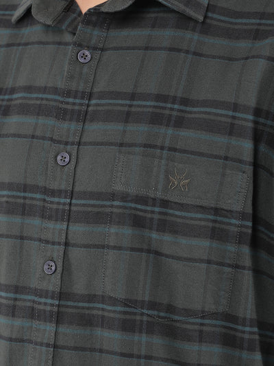 Green Checkered 100% Cotton Shirt-Men Shirts-Crimsoune Club