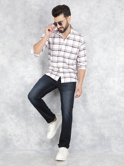 White Checked 100% Cotton Shirt-Men Shirts-Crimsoune Club