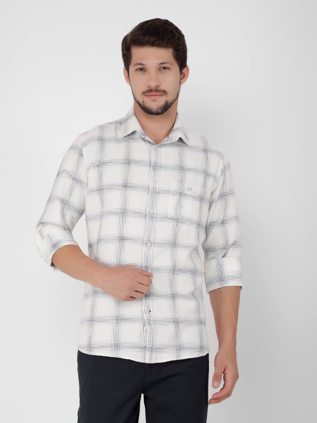 White Checked Check Shirt-Men Shirts-Crimsoune Club