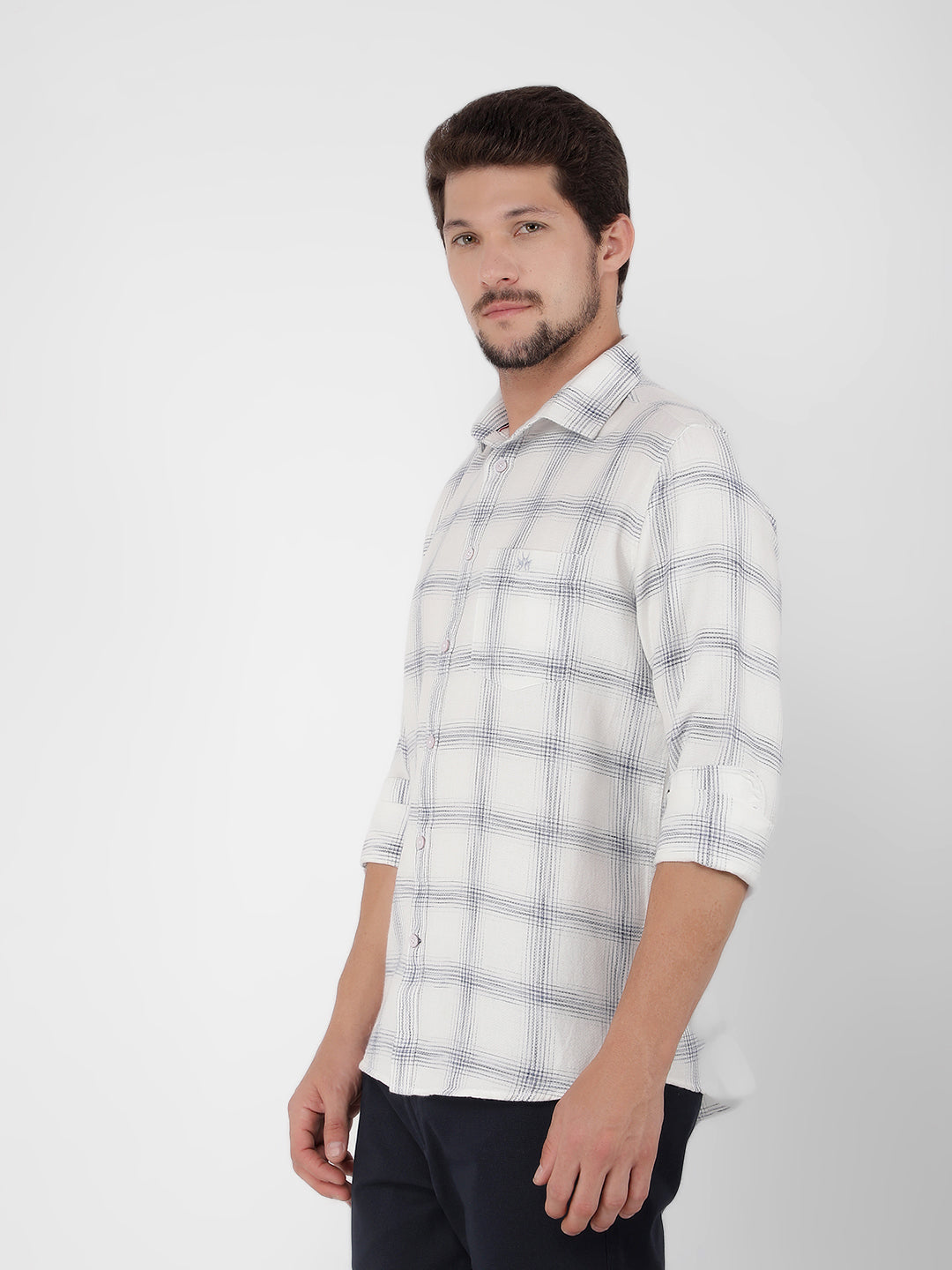 White Checked Check Shirt-Men Shirts-Crimsoune Club