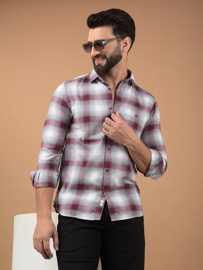 Maroon Checked 100% Cotton Shirt-Men Shirts-Crimsoune Club