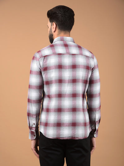 Maroon Checked 100% Cotton Shirt-Men Shirts-Crimsoune Club