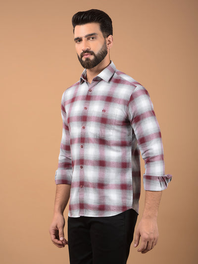 Maroon Checked 100% Cotton Shirt-Men Shirts-Crimsoune Club