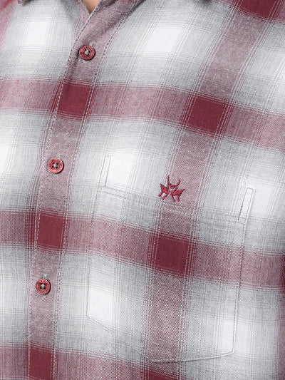 Maroon Checked 100% Cotton Shirt-Men Shirts-Crimsoune Club