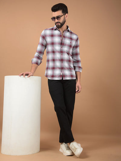 Maroon Checked 100% Cotton Shirt-Men Shirts-Crimsoune Club