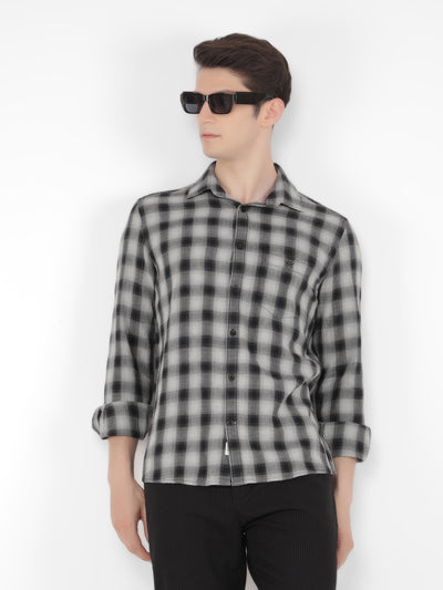 Black 100% Cotton Checked Shirt-Men Shirts-Crimsoune Club