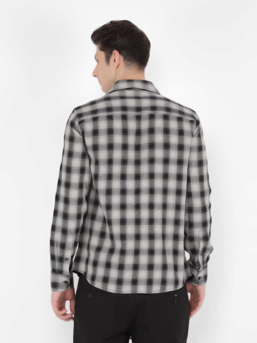 Black 100% Cotton Checked Shirt-Men Shirts-Crimsoune Club