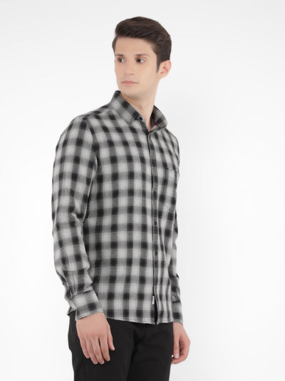 Black 100% Cotton Checked Shirt-Men Shirts-Crimsoune Club