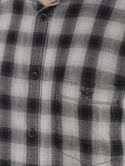 Black 100% Cotton Checked Shirt-Men Shirts-Crimsoune Club