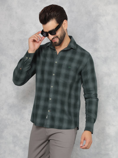 Green Checkered Shirt-Men Shirts-Crimsoune Club