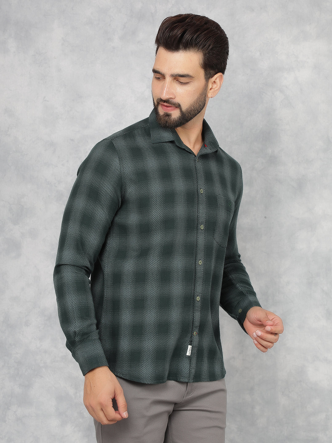 Green Checkered Shirt-Men Shirts-Crimsoune Club