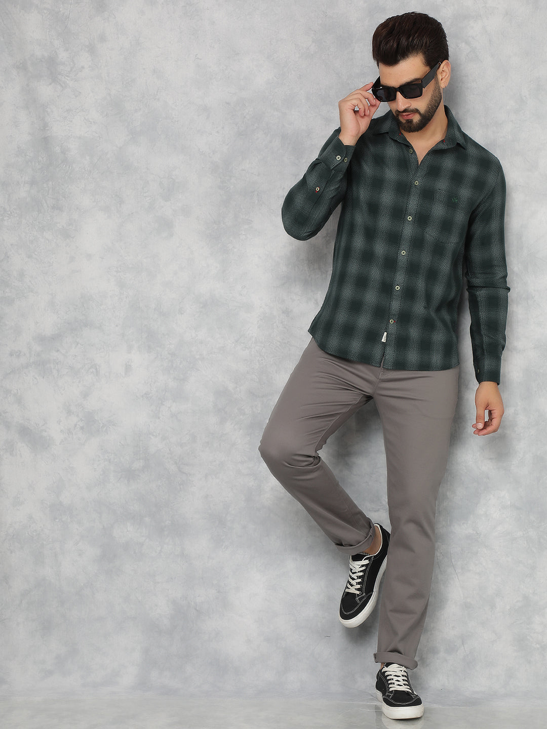 Green Checkered Shirt-Men Shirts-Crimsoune Club