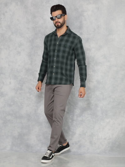 Green Checkered Shirt-Men Shirts-Crimsoune Club