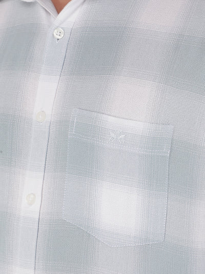 Blue 100% Cotton Checked Shirt-Men Shirts-Crimsoune Club