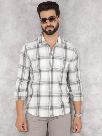 Green Checked 100% Cotton Shirt-Men Shirts-Crimsoune Club