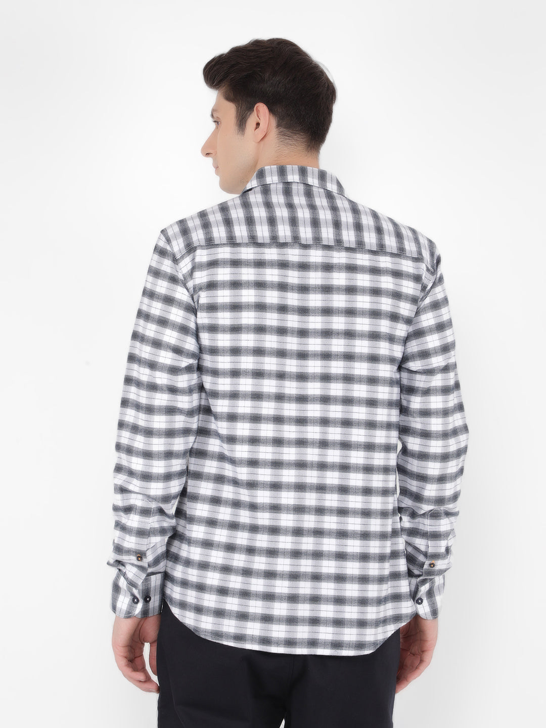 White 100% Cotton Checked Shirt-Men Shirts-Crimsoune Club