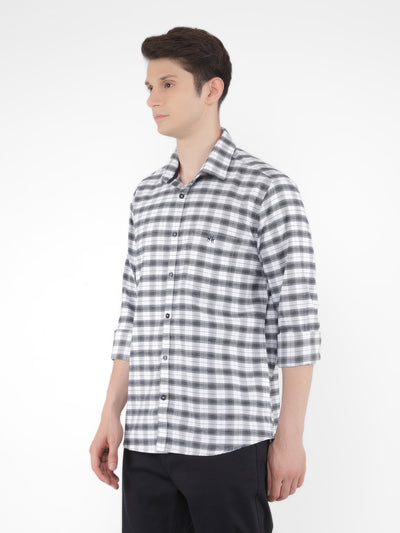 White 100% Cotton Checked Shirt-Men Shirts-Crimsoune Club