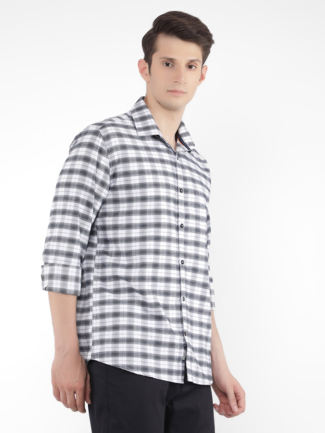 White 100% Cotton Checked Shirt-Men Shirts-Crimsoune Club