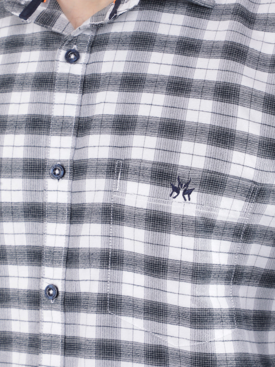 White 100% Cotton Checked Shirt-Men Shirts-Crimsoune Club