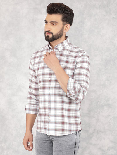 Brown Checked 100% Cotton Shirt-Men Shirts-Crimsoune Club