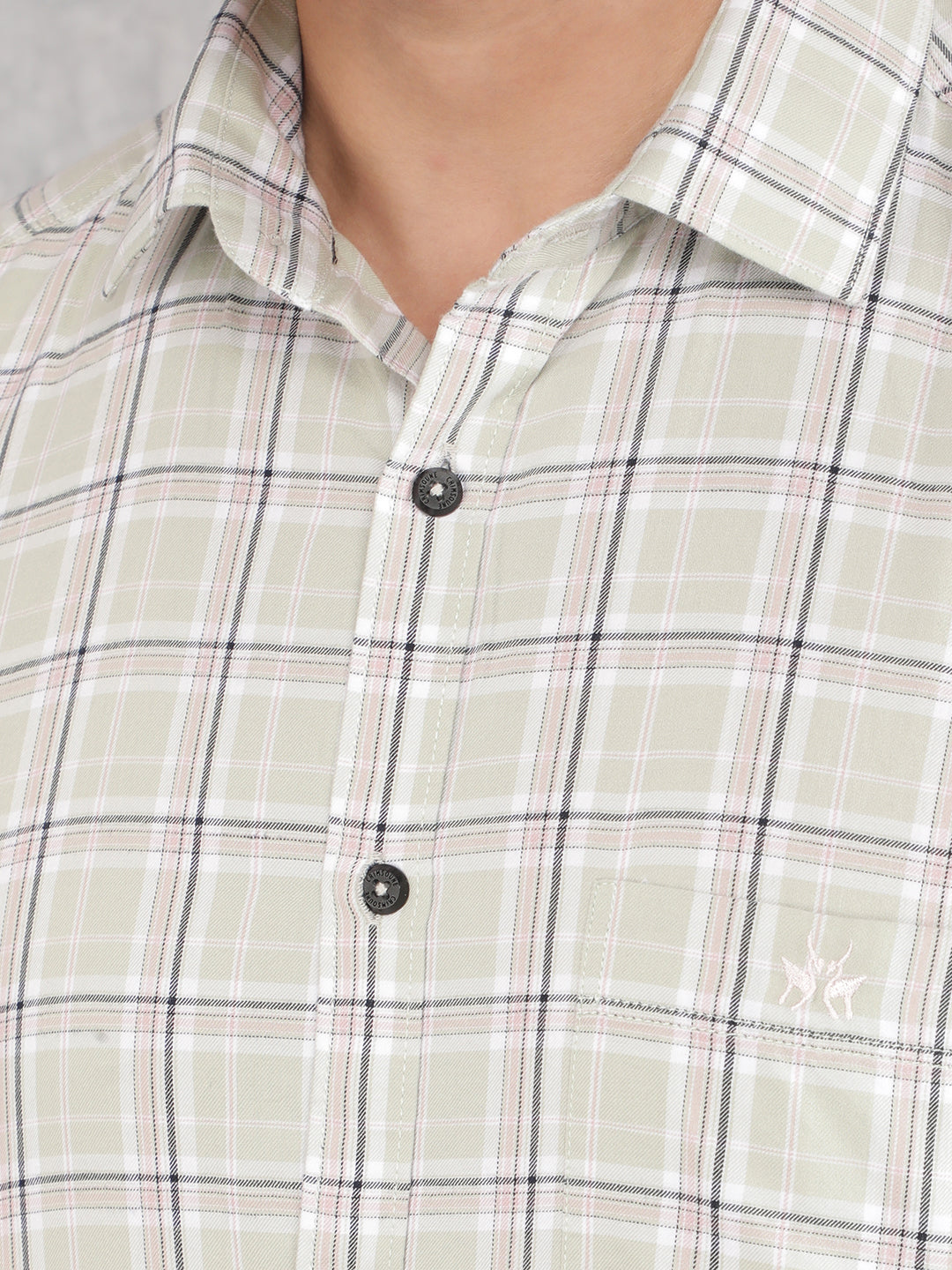 Green Checked 100% Cotton Shirt-Men Shirts-Crimsoune Club