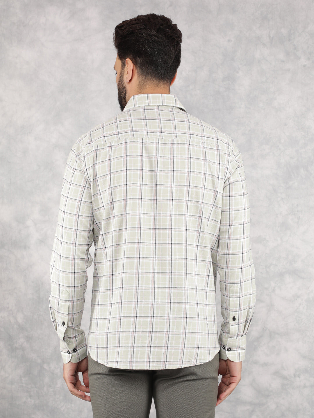 Green Checked 100% Cotton Shirt-Men Shirts-Crimsoune Club