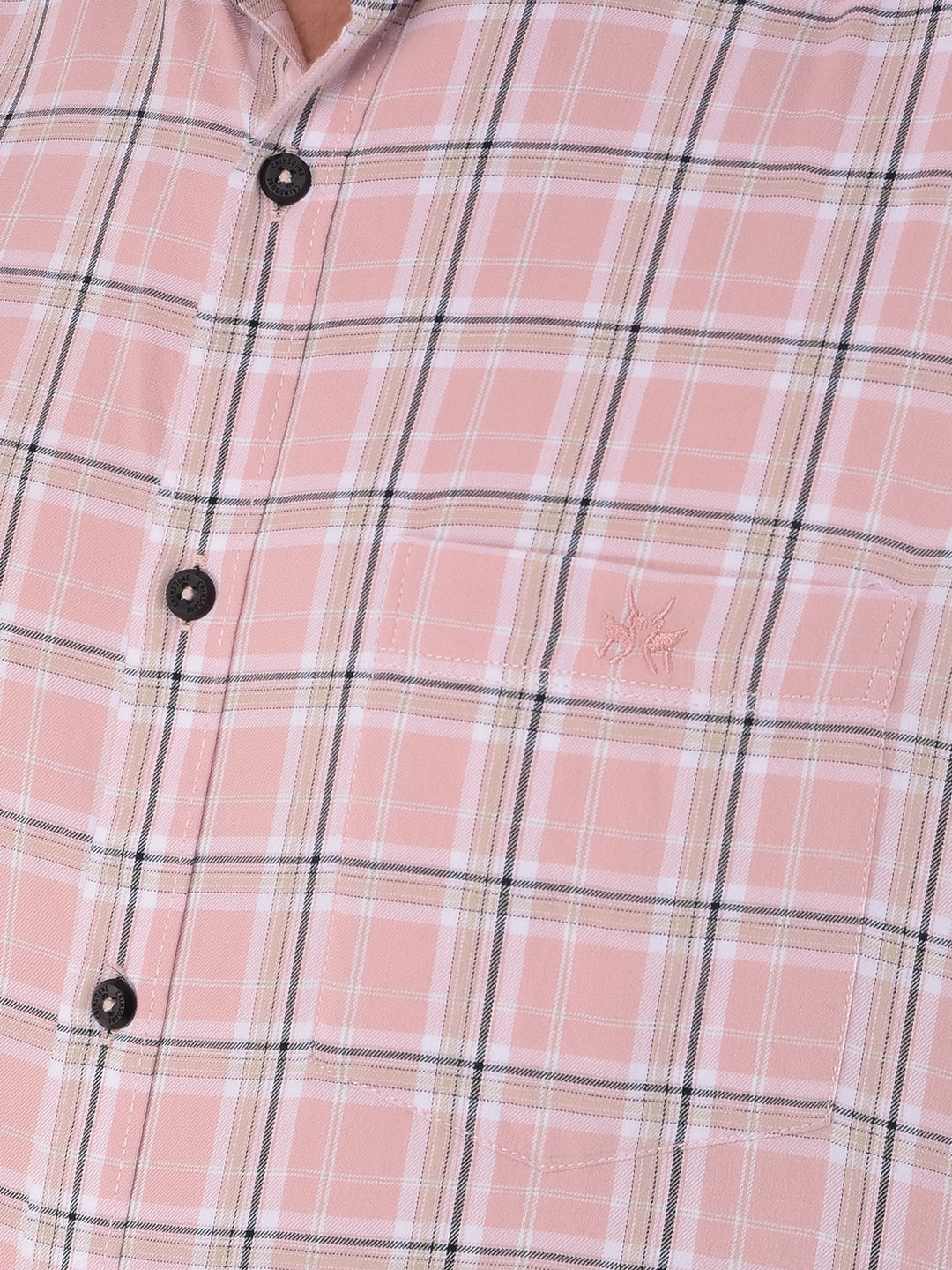 Pink 100% Cotton Checked Shirt-Men Shirts-Crimsoune Club